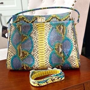 Grand Pele Collection Python Leather Satchel / Crossbody